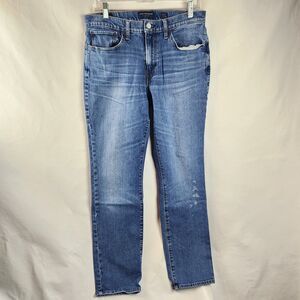 Lucky Brand Jeans Mens 33x32 Blue Denim 121 Slim Straight Medium Wash Distressed